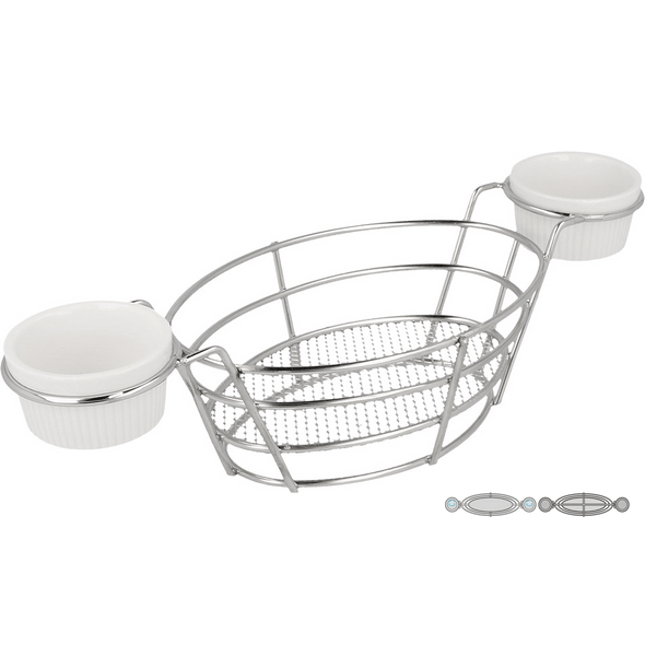 Oval Baskets and 2 Chrome Steel Containers